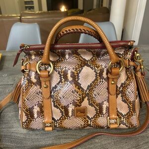 Dooney & Bourke Brown Florentine Python Snake Print Satchel
